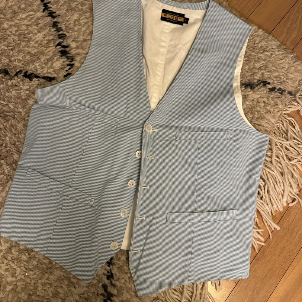 RUGBY RALPH LAUREN blue seersucker vest